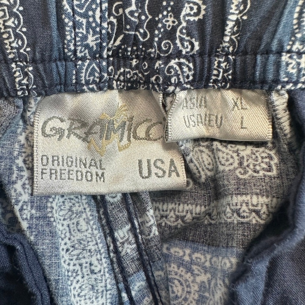 Gramicci Blue Bandana Paisley Patchwork Belted Pants SZ L Streetwear Gorpcore - Picture 7 of 11